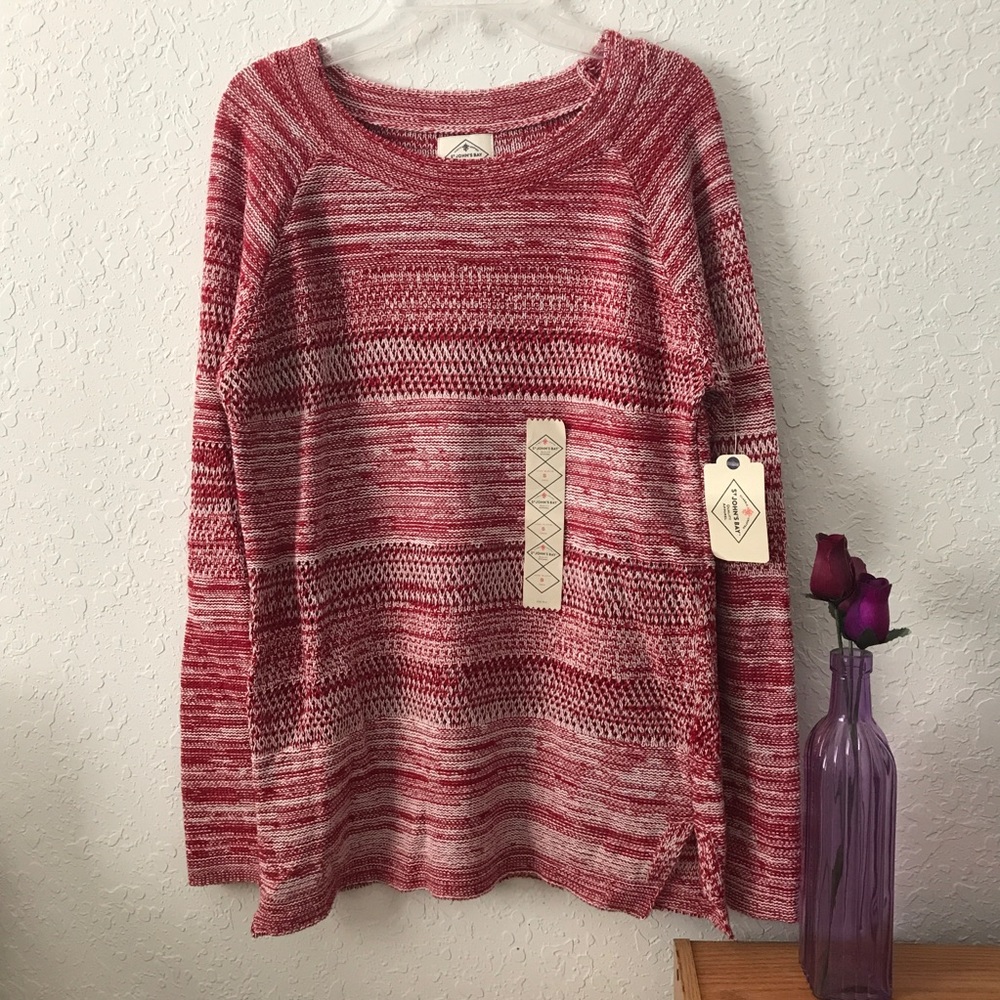 Red and White Knitted Sweater